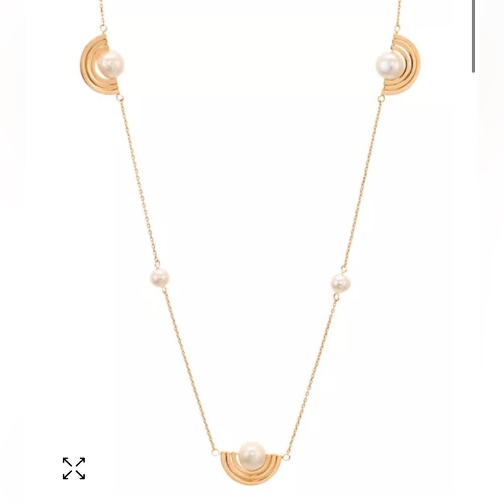 NEW Tory Burch Gold Pearl Necklace 35”